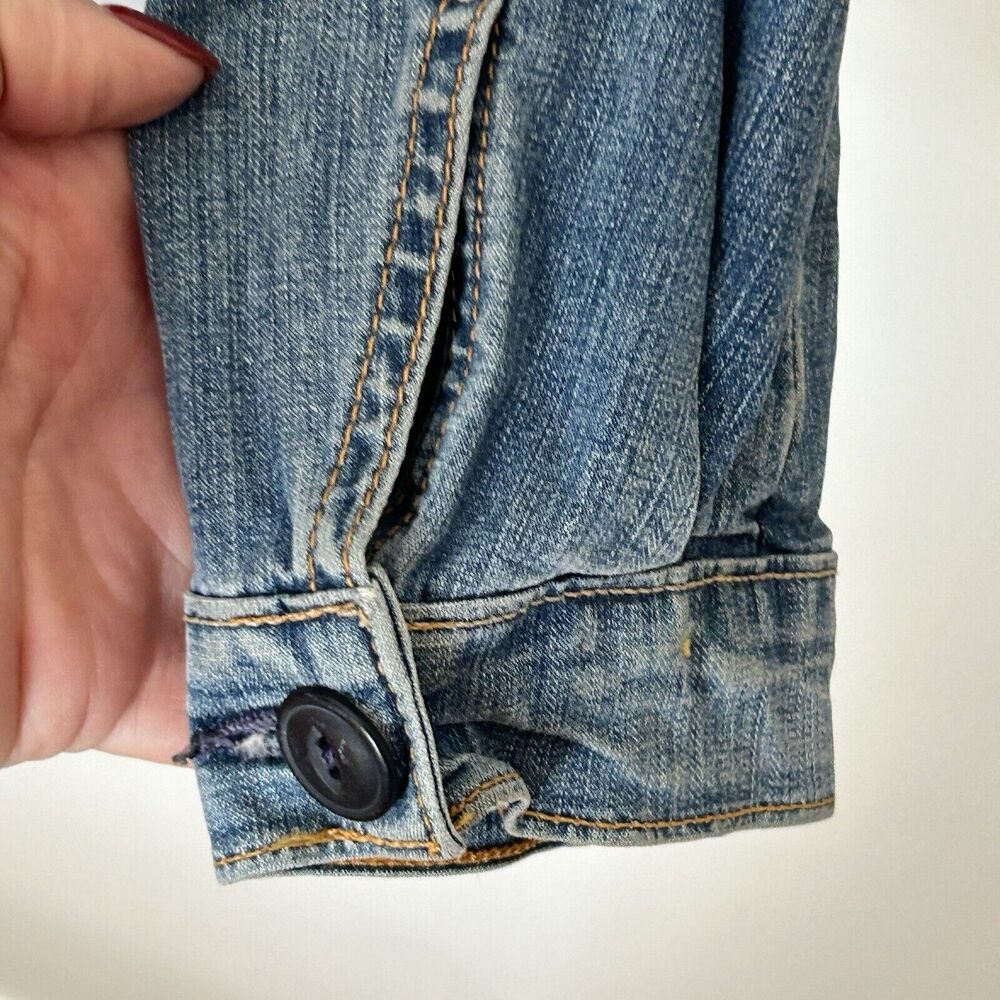 AG Jean Jacket Women's L Medium Wash Lightweight‎ Stretch Cropped Capsule - Picture 3 of 8